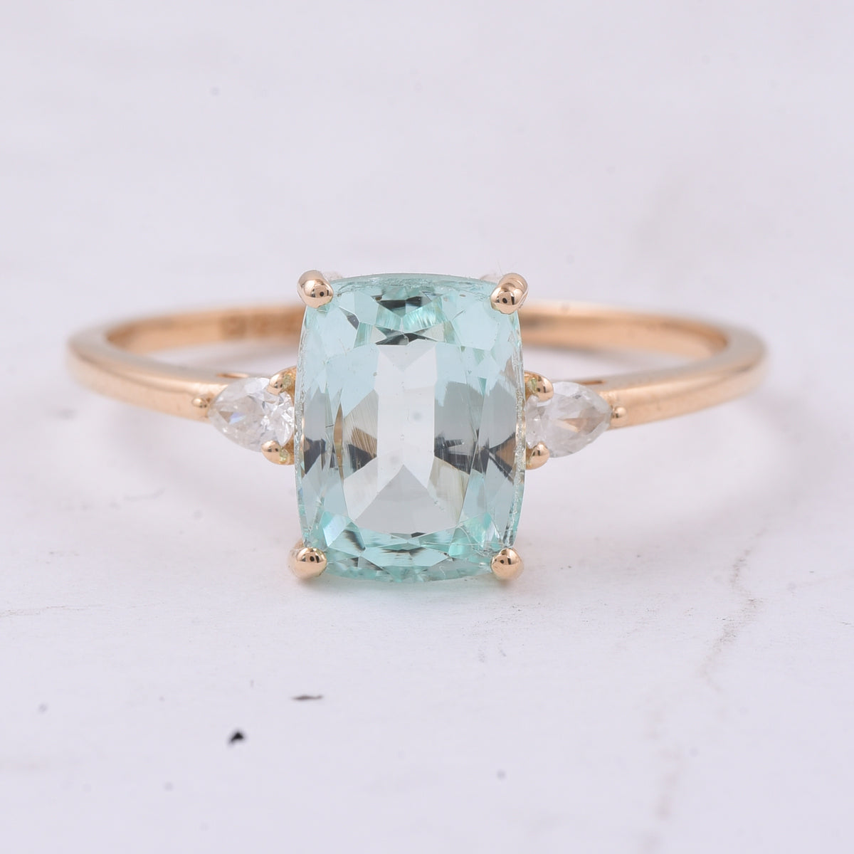 1.89 Ct Cushion Natural Beryl 14K Gold Ring