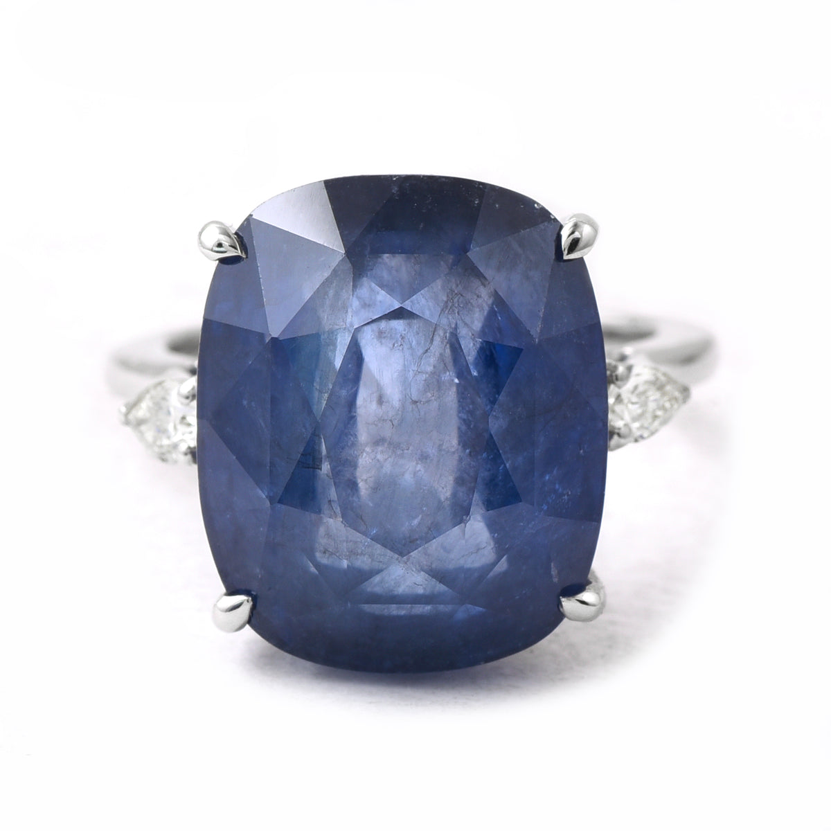24.31 Ct Cushion Blue Sapphire 950 Platinum Ring