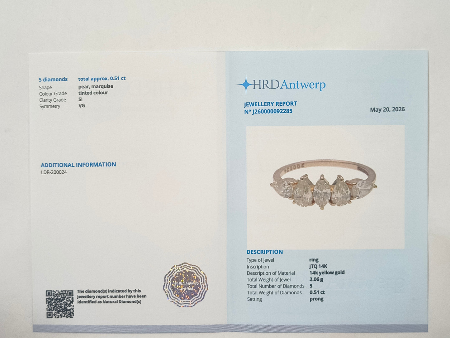 0.51 Ct Marquise Diamond 14K Gold Ring