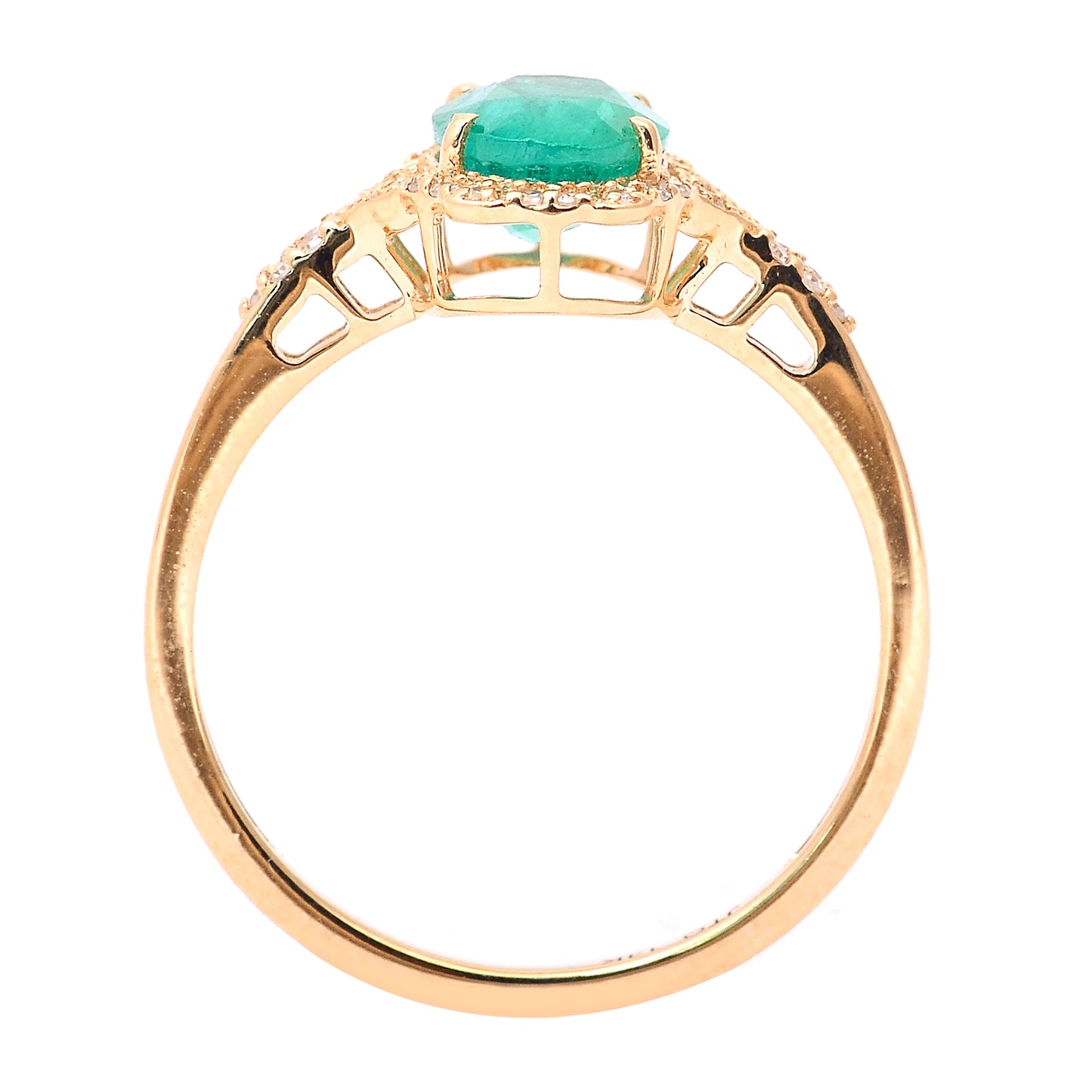 1.37 Ct Oval Mixed Cut Natural Emerald 14K Gold Ring