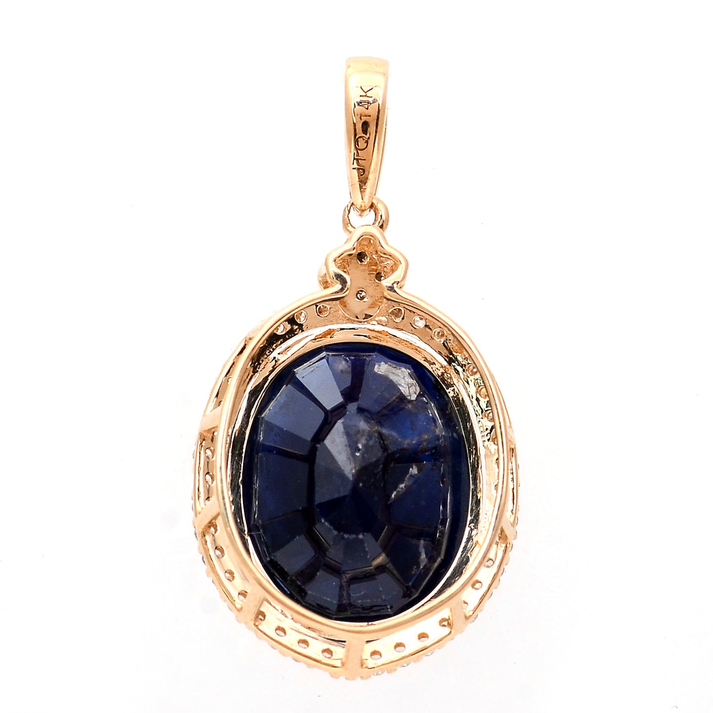 5.80 Ct Oval Mixed Cut Natural Sapphire 14K Gold Pendant