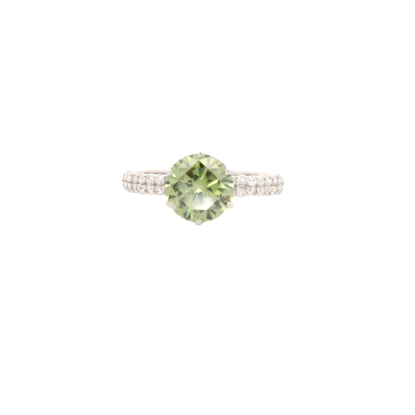 2.13 Carats Green Lab Grown Diamond 14K Gold Ring