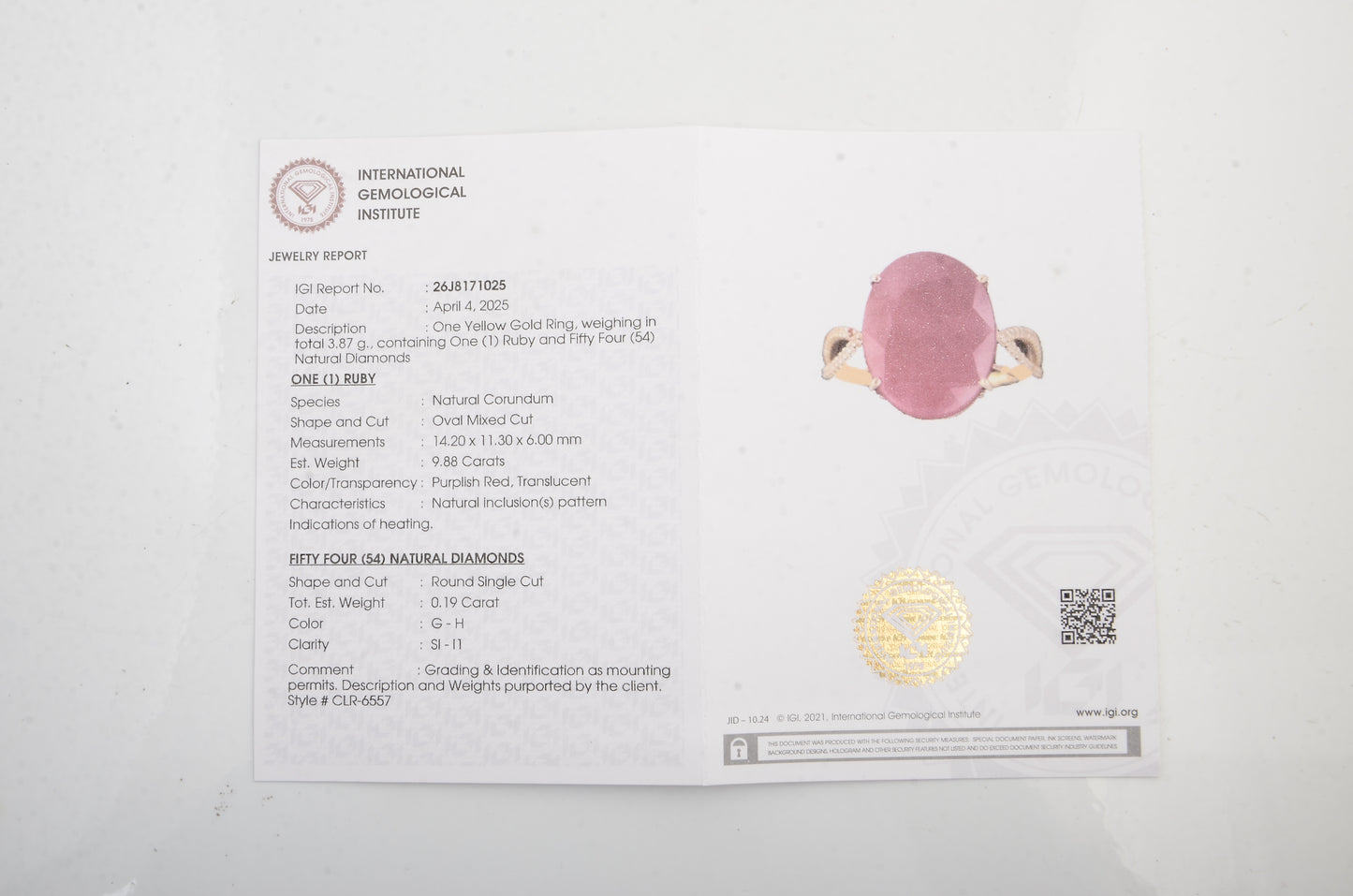 10.07 Ct Natural Codundum Ruby 14K Gold Ring