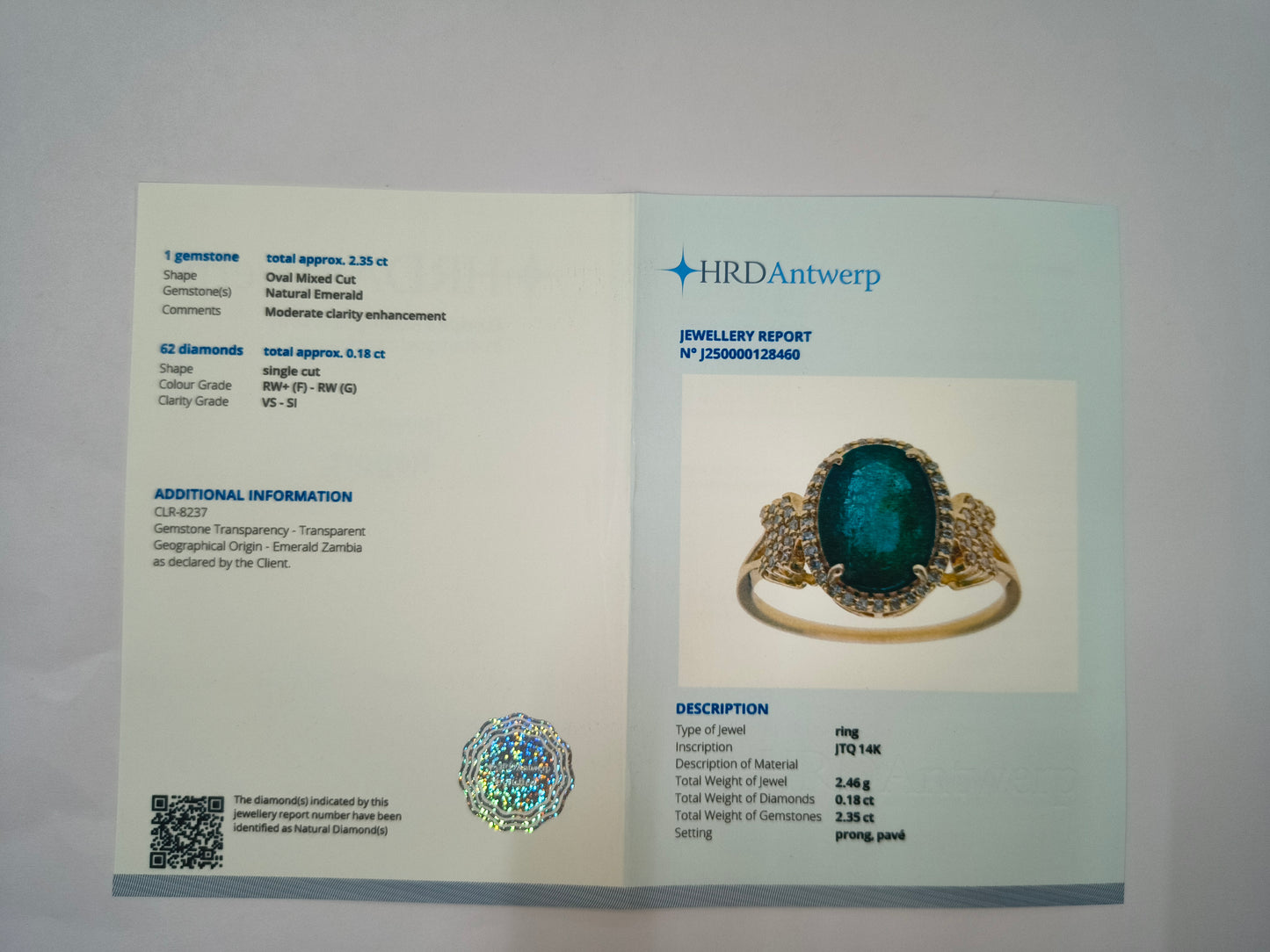 2.53 Ct Oval Natural Emerald 14K Gold Ring