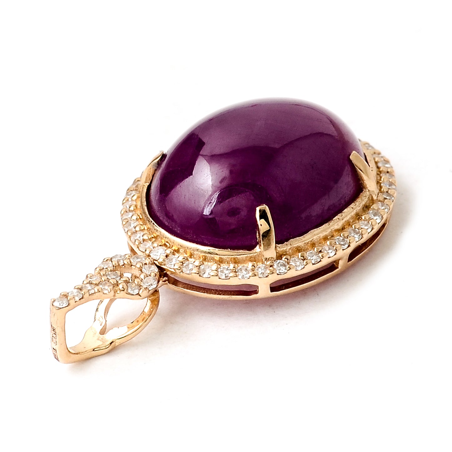 10.35 Ct Oval Cabochon Natural Corundum Ruby 14K Gold Pendant