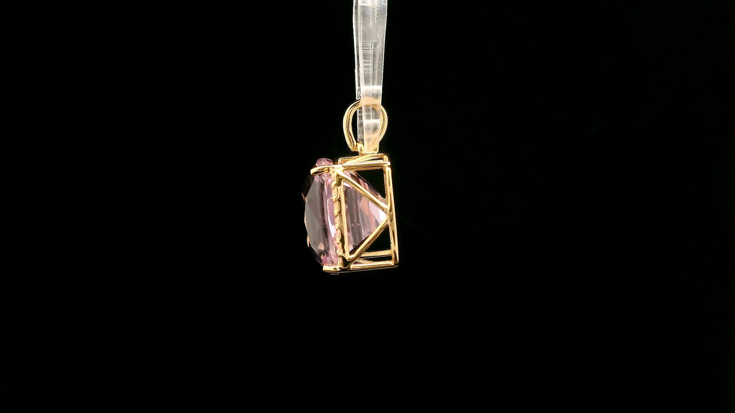 9.32 Ct Cushion Mixed Cut Natural Spodumene Kunzite 14K Gold Pendant