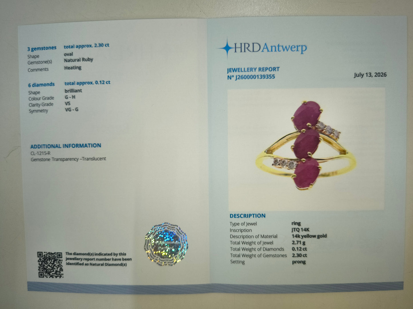 2.42 Ct Oval Natural Ruby 14K Gold Ring