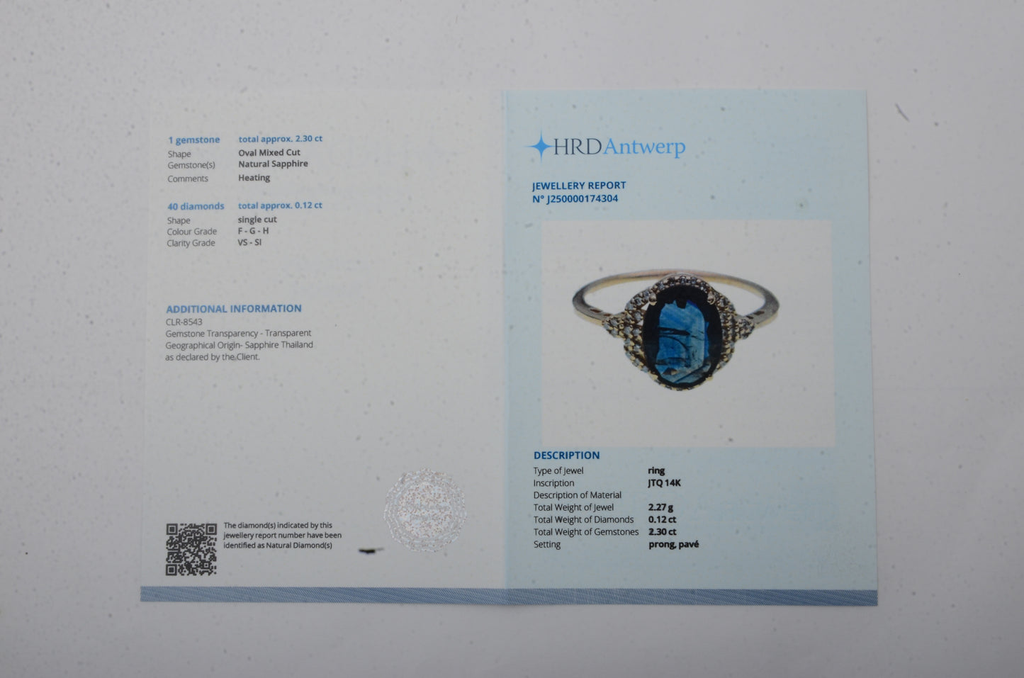 2.42 Ct Oval Mixed Cut Natural Sapphire 14K Gold Ring