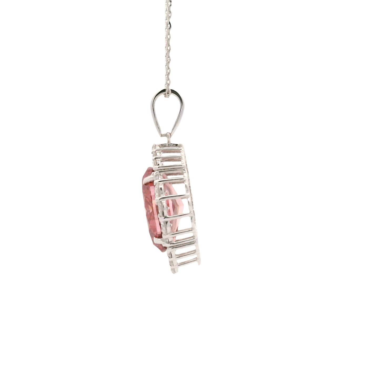 5.86 Carats Pink Lab Grown Diamond 14K Gold Pendant