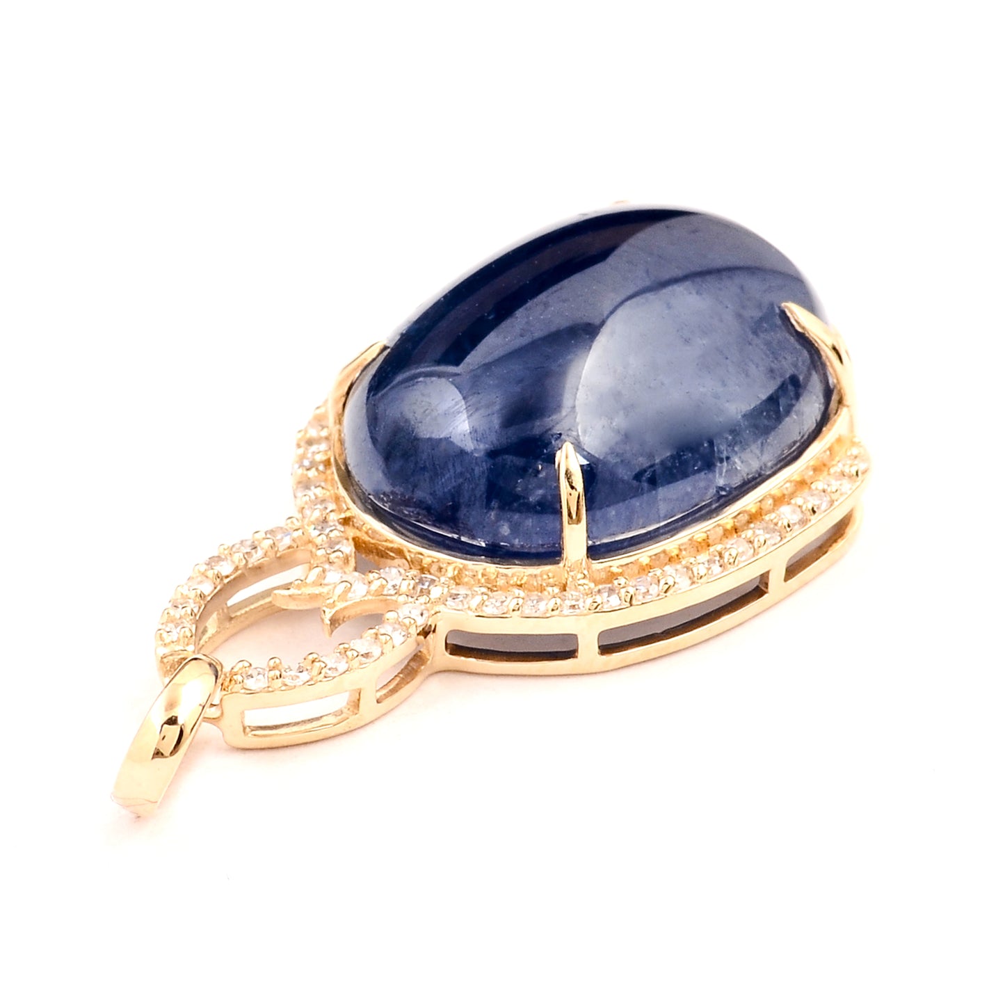 12.35 Ct Natural Codundum Sapphire 14K Gold Pendant