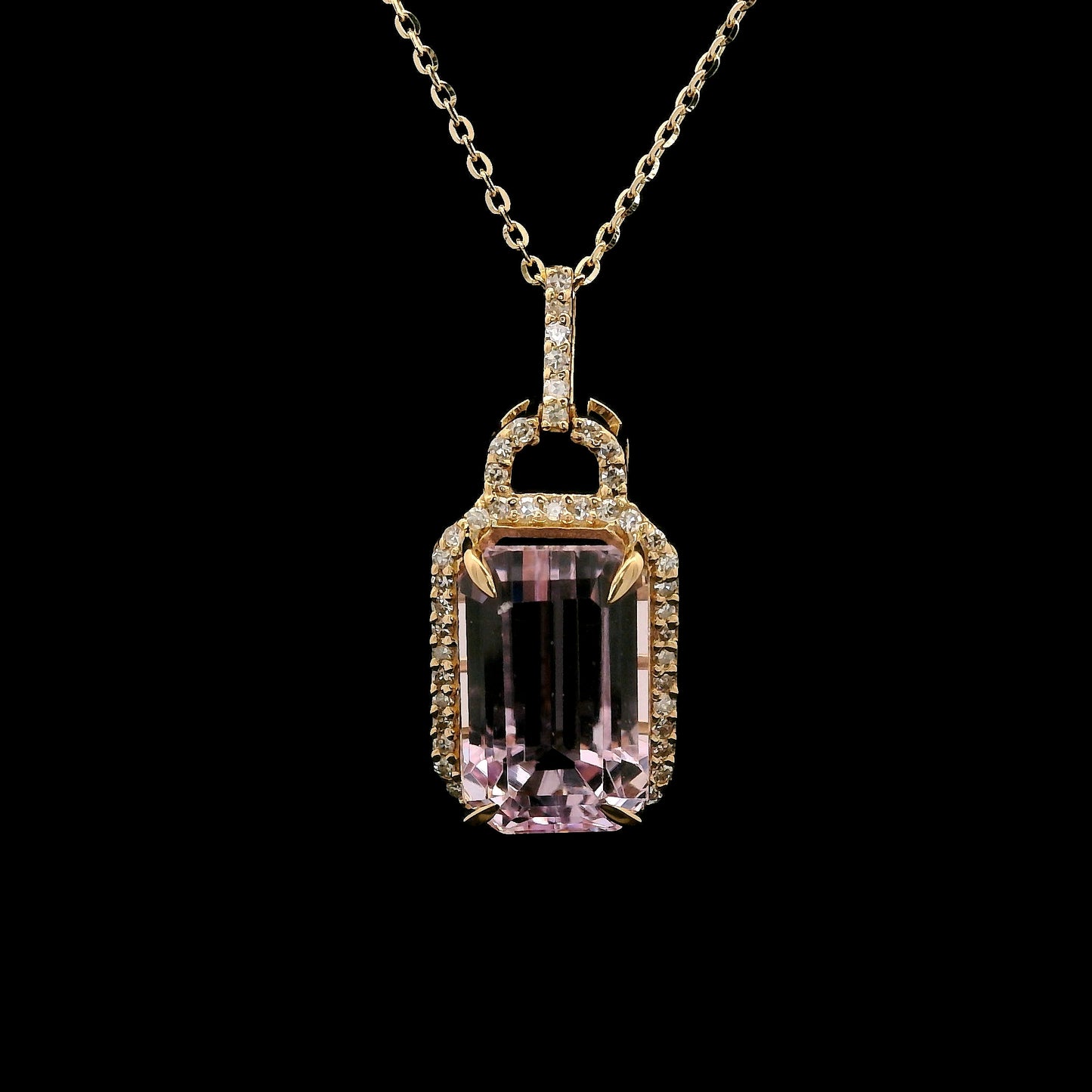 5.51 Ct Octagon Kunzite 14K Gold Pendant