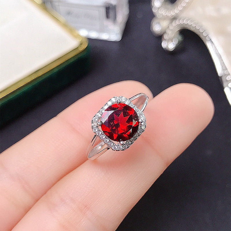 Garnet 925 Sterling Silver Ring