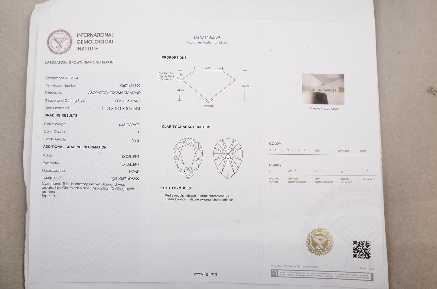 4.75 Carats Lab Grown Diamond 14K Gold Pendant