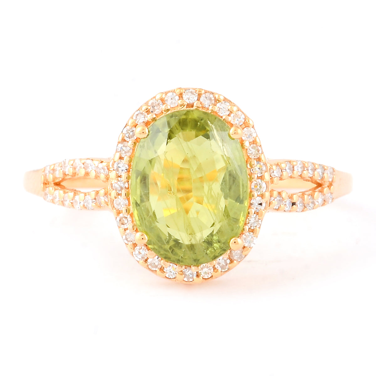 2.38 Ct Oval Mixed Cut Natural Green Sapphire 14K Gold Ring