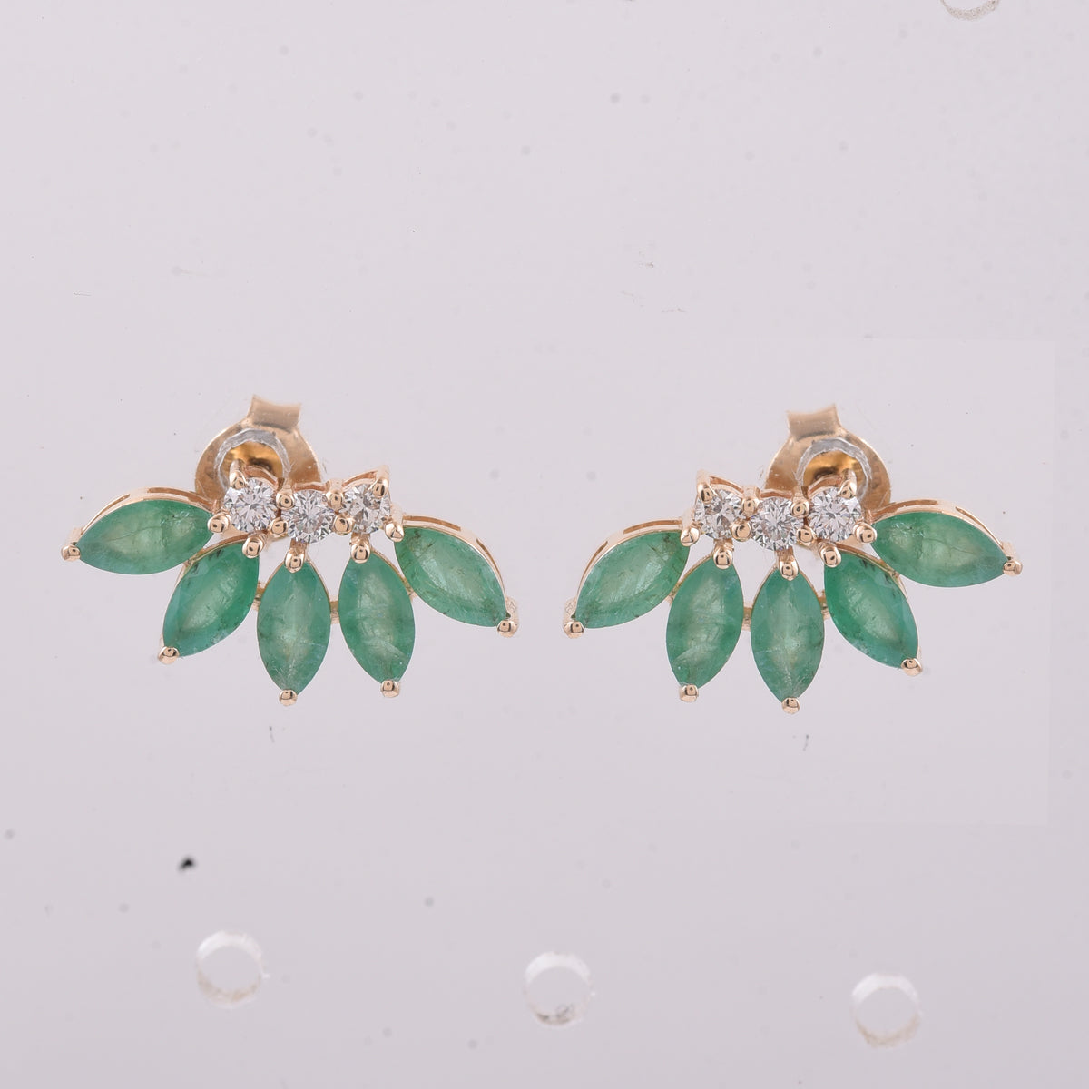 1.63 Ct Marquise Natural Emerald 14K Gold Earrings