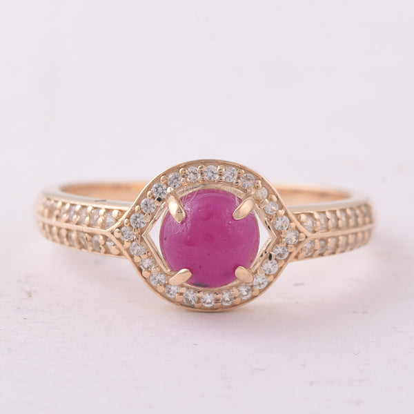 1.40 Ct Round Ruby 9K Gold Ring