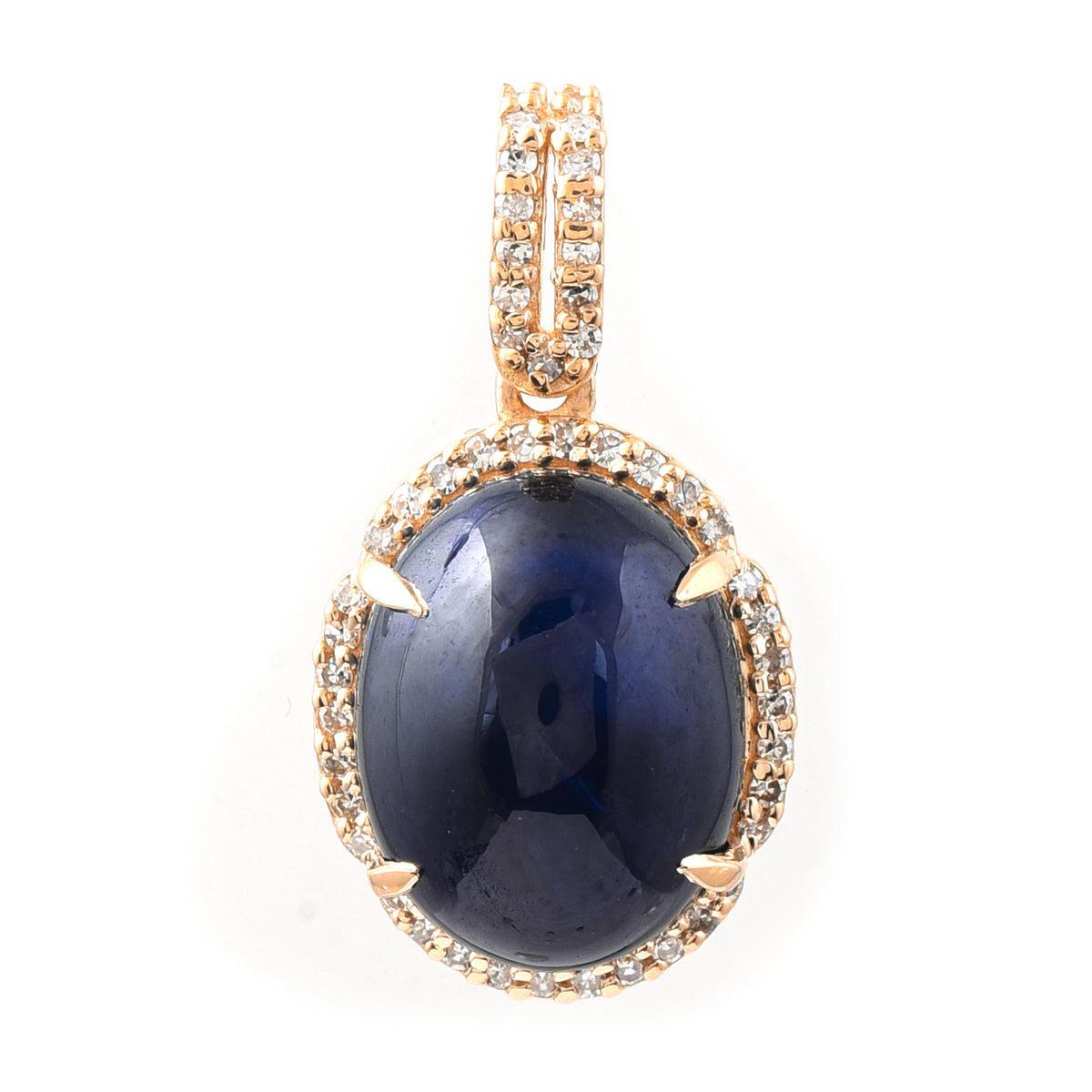 7.73 Ct Oval Cabochon Cut Natural Sapphire 14K Gold Pendant