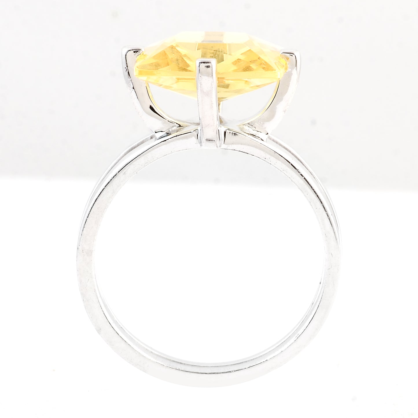 6.51 Ct Created Citrine 925 Sterling Silver Ring