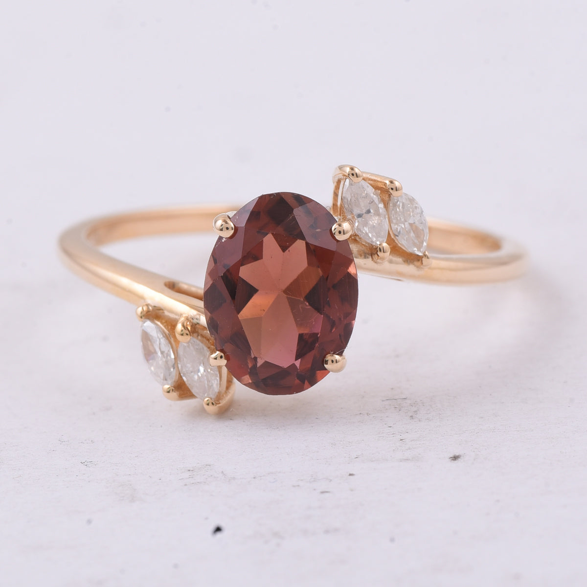 1.34 Ct Oval Natural Tourmaline 14K Gold Ring