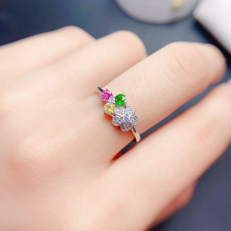 Multi Colored Tourmaline 925 Sterling Silver Ring