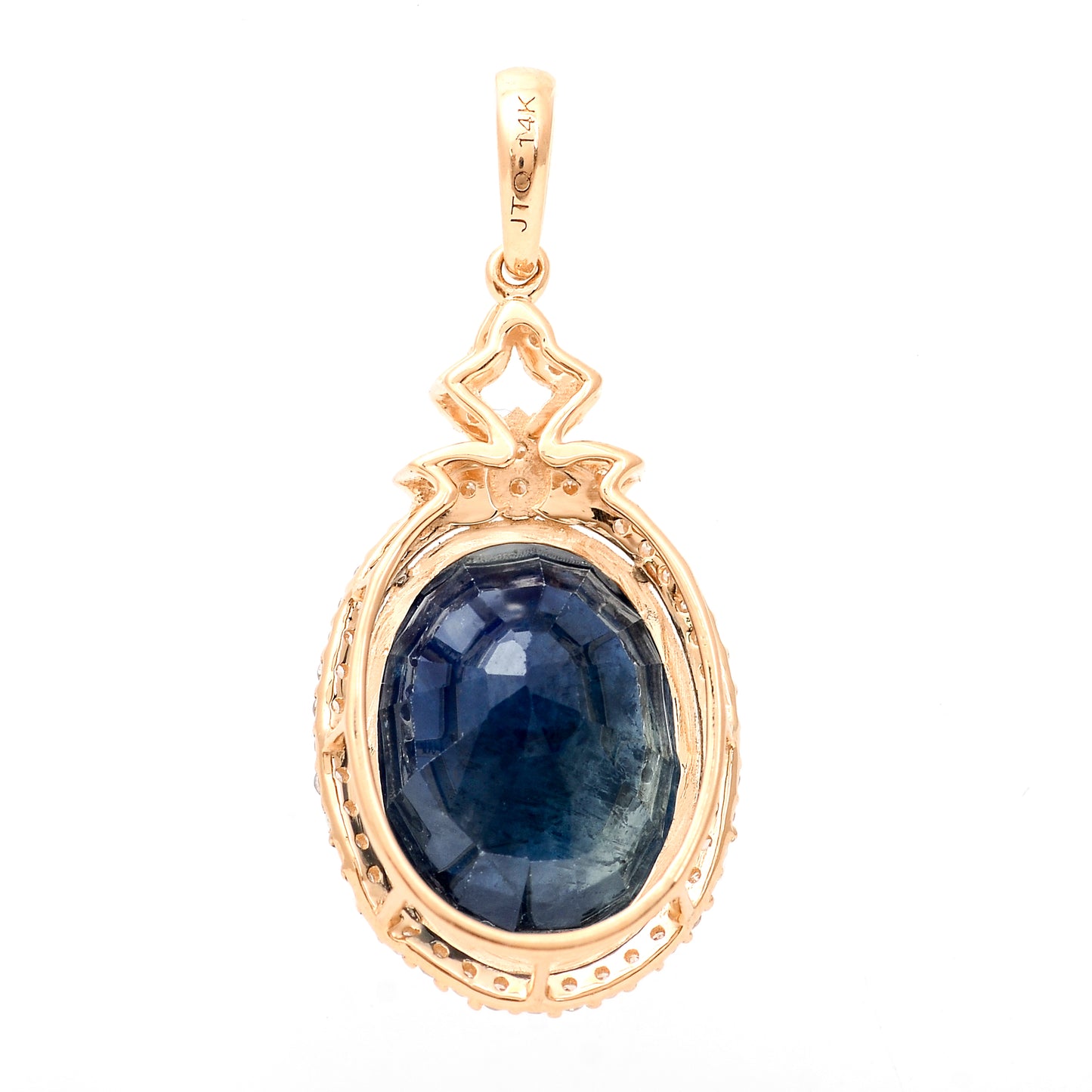5.10 Ct Oval Mixed Cut Natural Sapphire 14K Gold Pendant