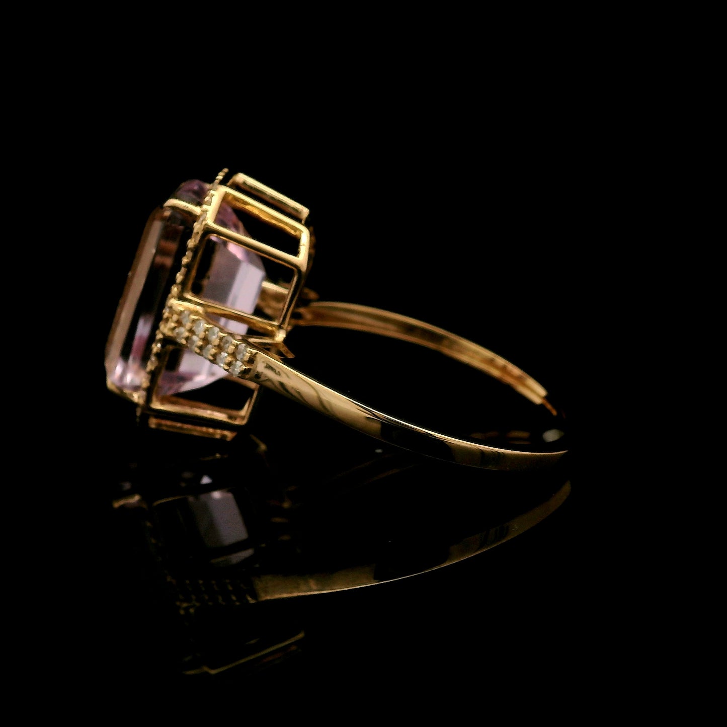 5.64 Ct Octagon Kunzite 14K Gold Ring