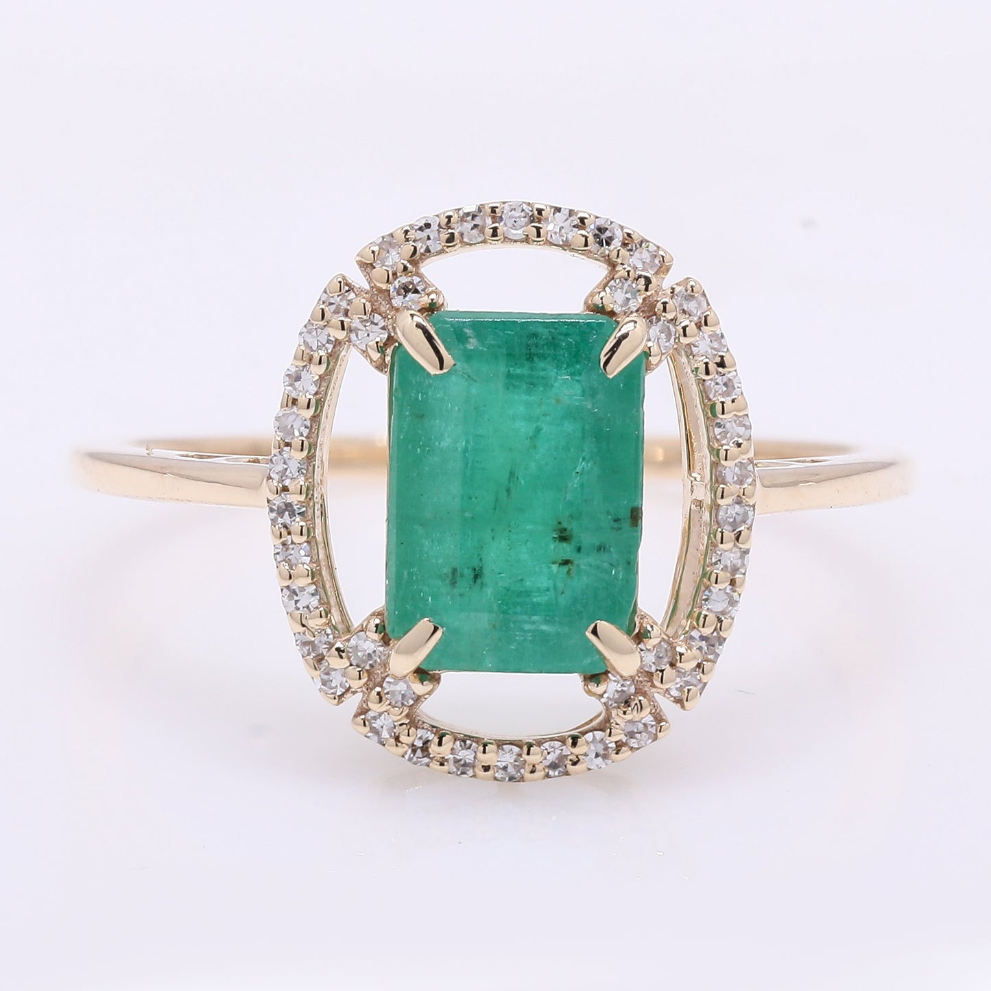 1.86 Ct Octagon Step Cut Natural Emerald 14K Gold Ring
