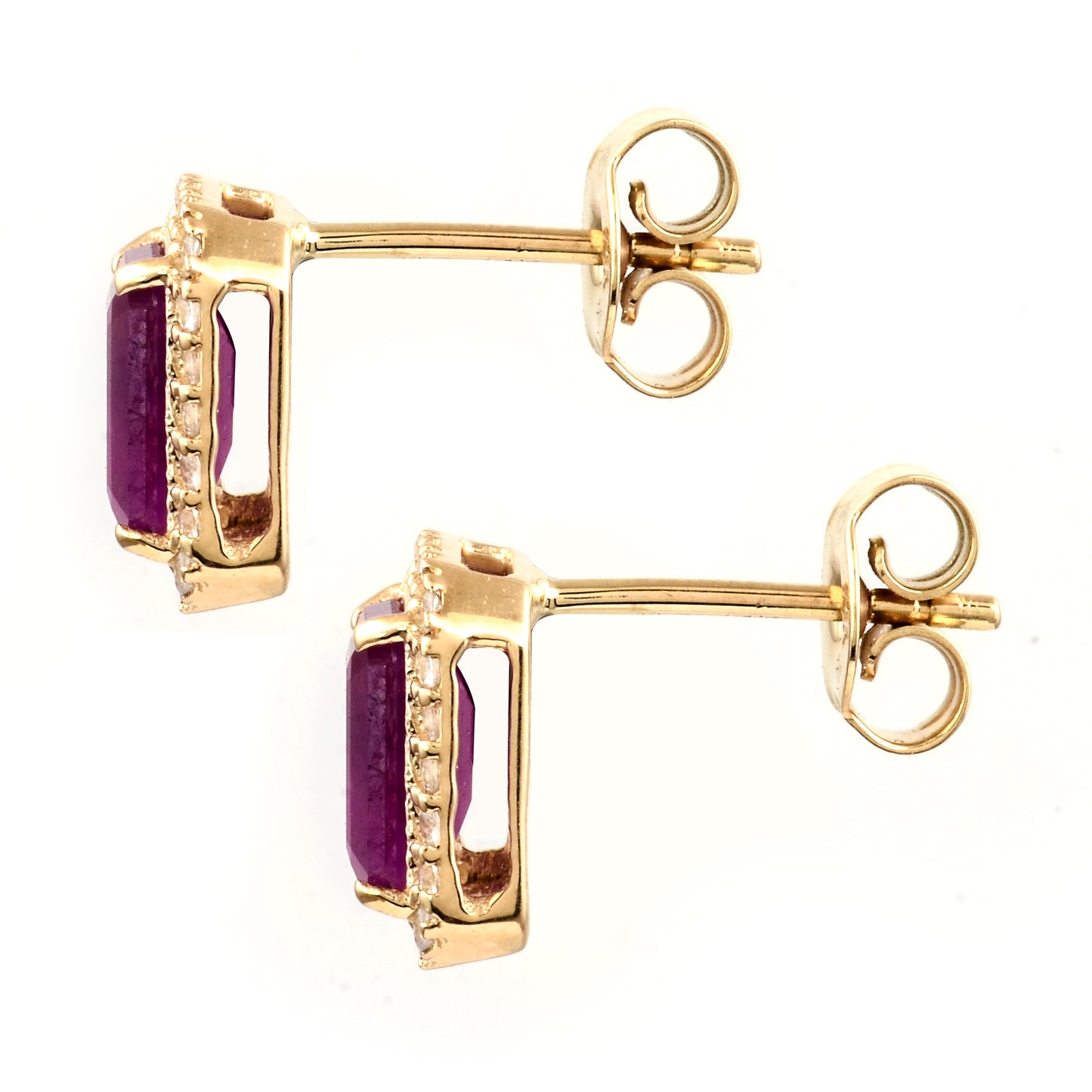 3.03 Ct Octagon Ruby 14K Gold Earrings