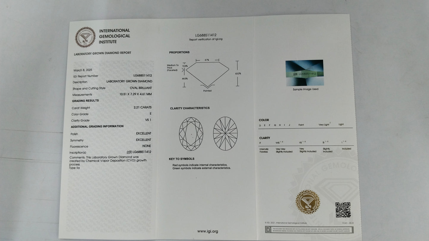 2.98 Carats Lab Grown Diamond 14K Gold Pendant