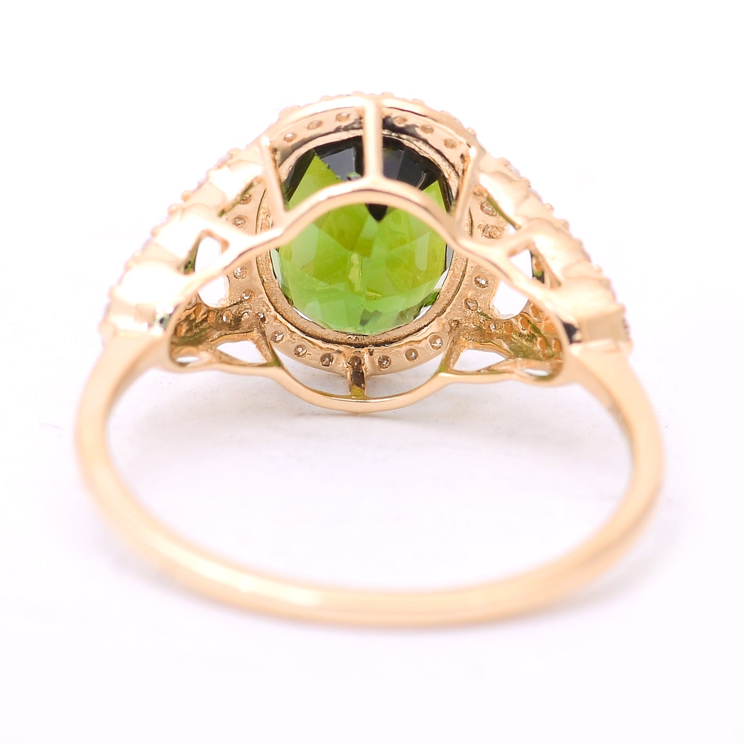 3.01 Ct Oval Mixed Cut Natural Tourmaline 14K Gold Ring