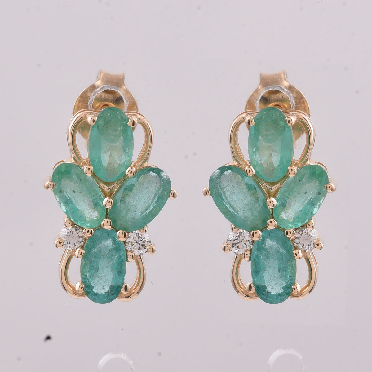 1.83 Ct Oval Natural Emerald 14K Gold Earrings