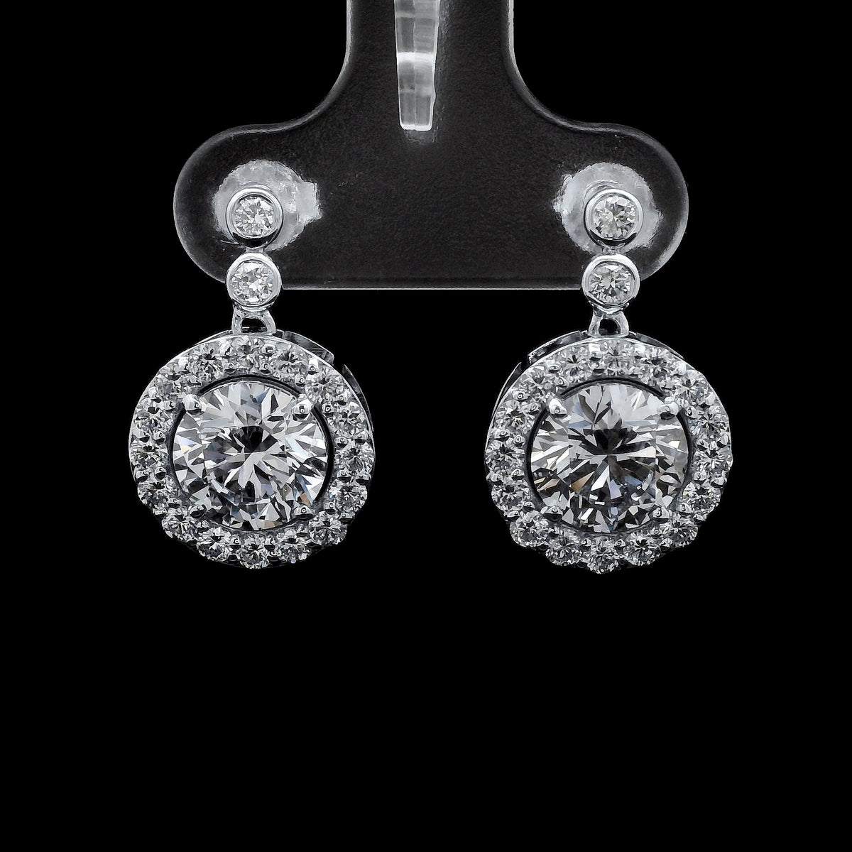 4.04 Ct Round Lab Grown Diamond 14K Gold Earrings