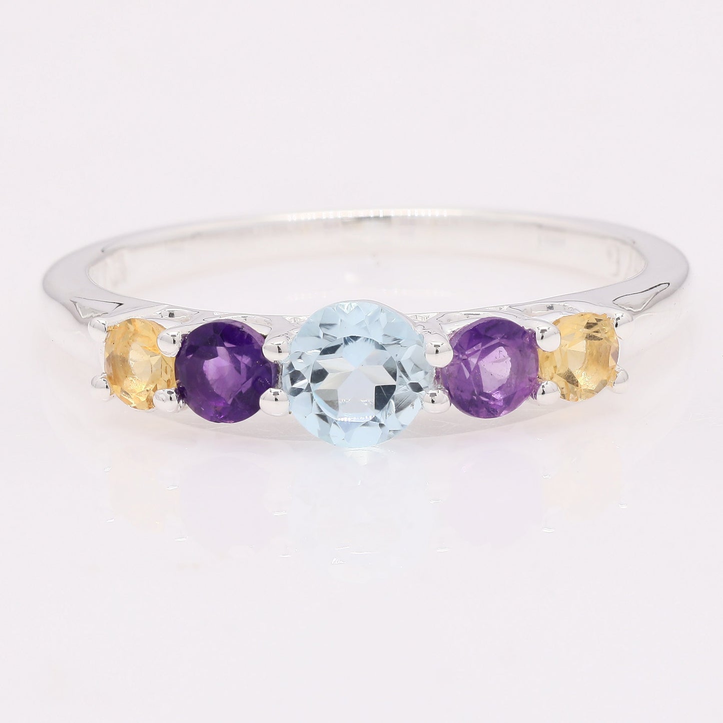 1.11 Ct Round Blue Topaz 925 Silver Ring