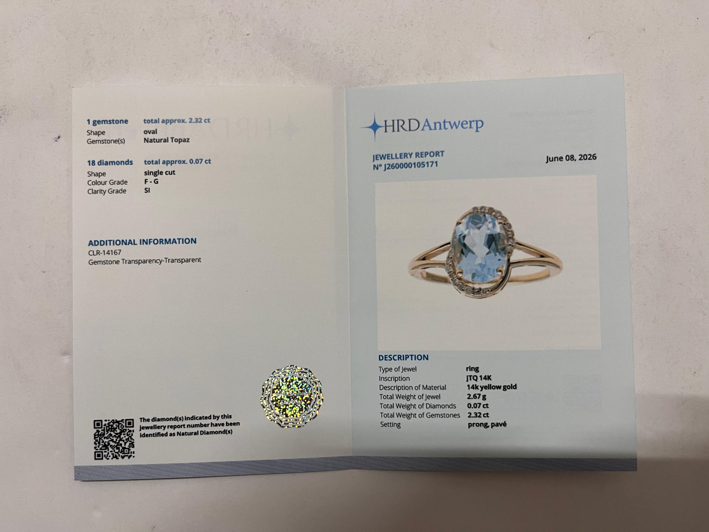 2.39 Ct Oval Mixed Cut Natural Topaz 14K Gold Ring