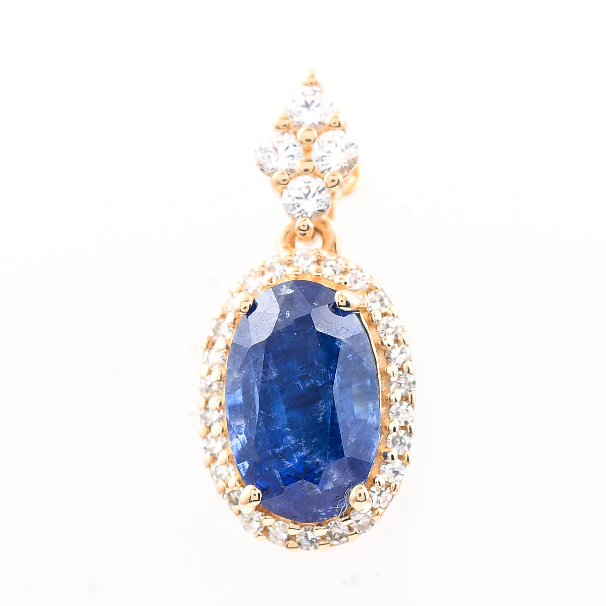 2.05 Ct Oval Mixed Cut Natural Sapphire 14K Gold Pendant