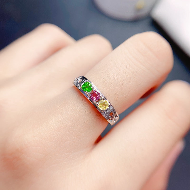 Multi Colored Tourmaline 925 Sterling Silver Ring