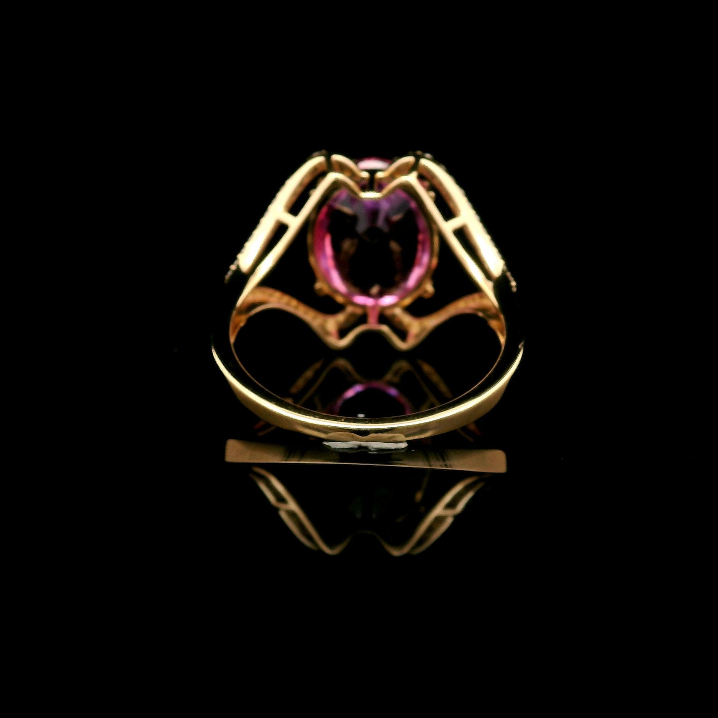 6.03 Ct Oval Mixed Cut Lab Grown Pink Sapphire 14K Gold Ring