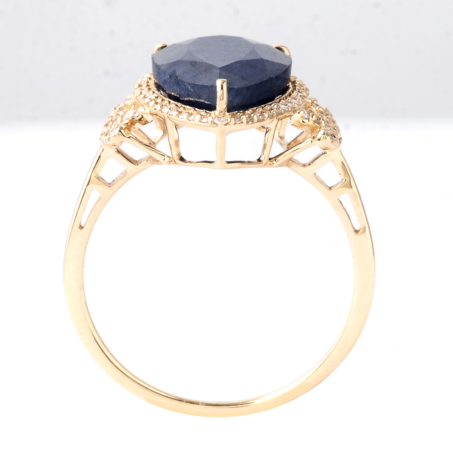 7.02 Ct Pear Mixed Cut Natural Corundum Sapphire 14K Gold Ring