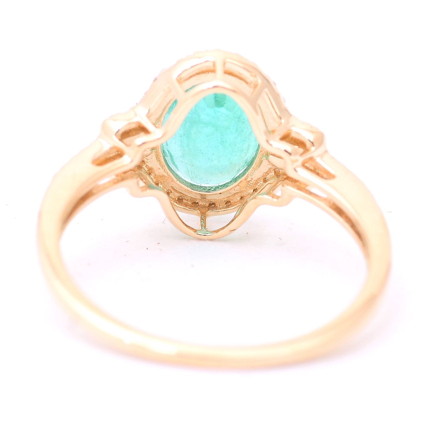 2.01 Ct Oval Mixed Cut Natural Emerald 14K Gold Ring