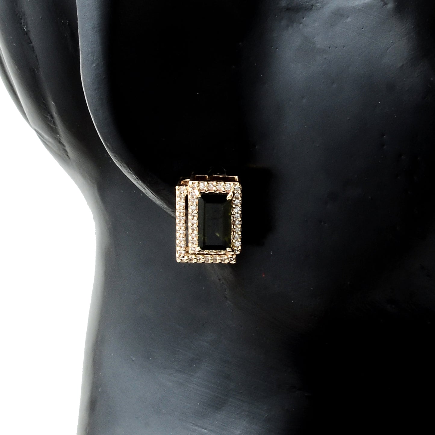 2.01 Ct Rectangular Step Cut Natural Tourmaline 14K Gold Earrings