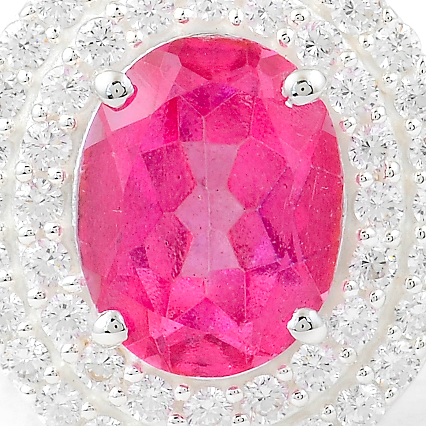 4.82 Ct Oval Pink Topaz, Cubic Zirconia 925 Sterling Silver Ring