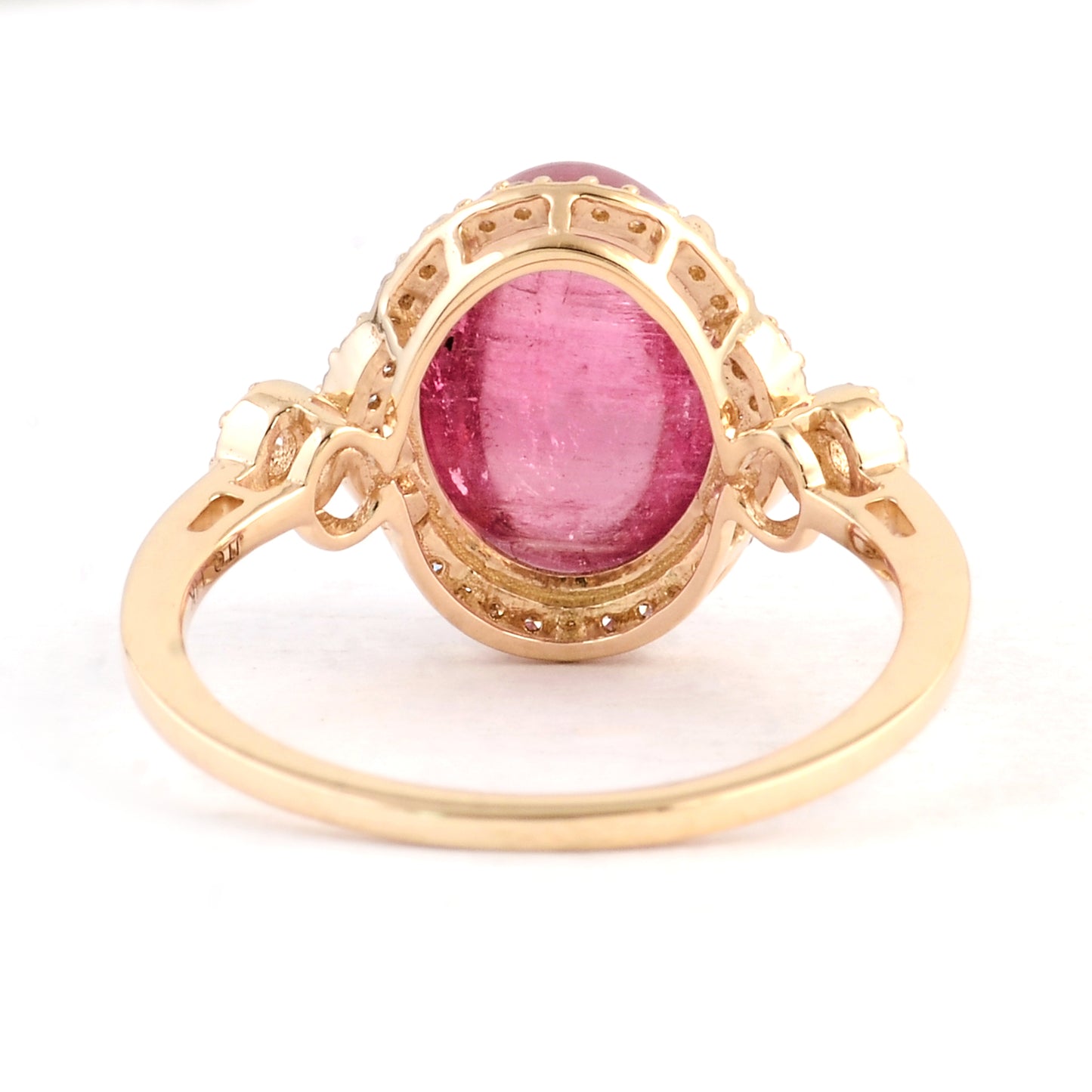 4.71 Ct Oval Cabochon Natural Tourmaline 14K Gold Ring