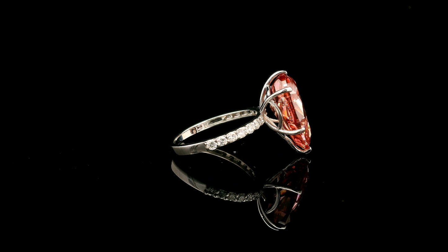 7.44 Carats Pink Lab Grown Diamond 14K Gold Ring