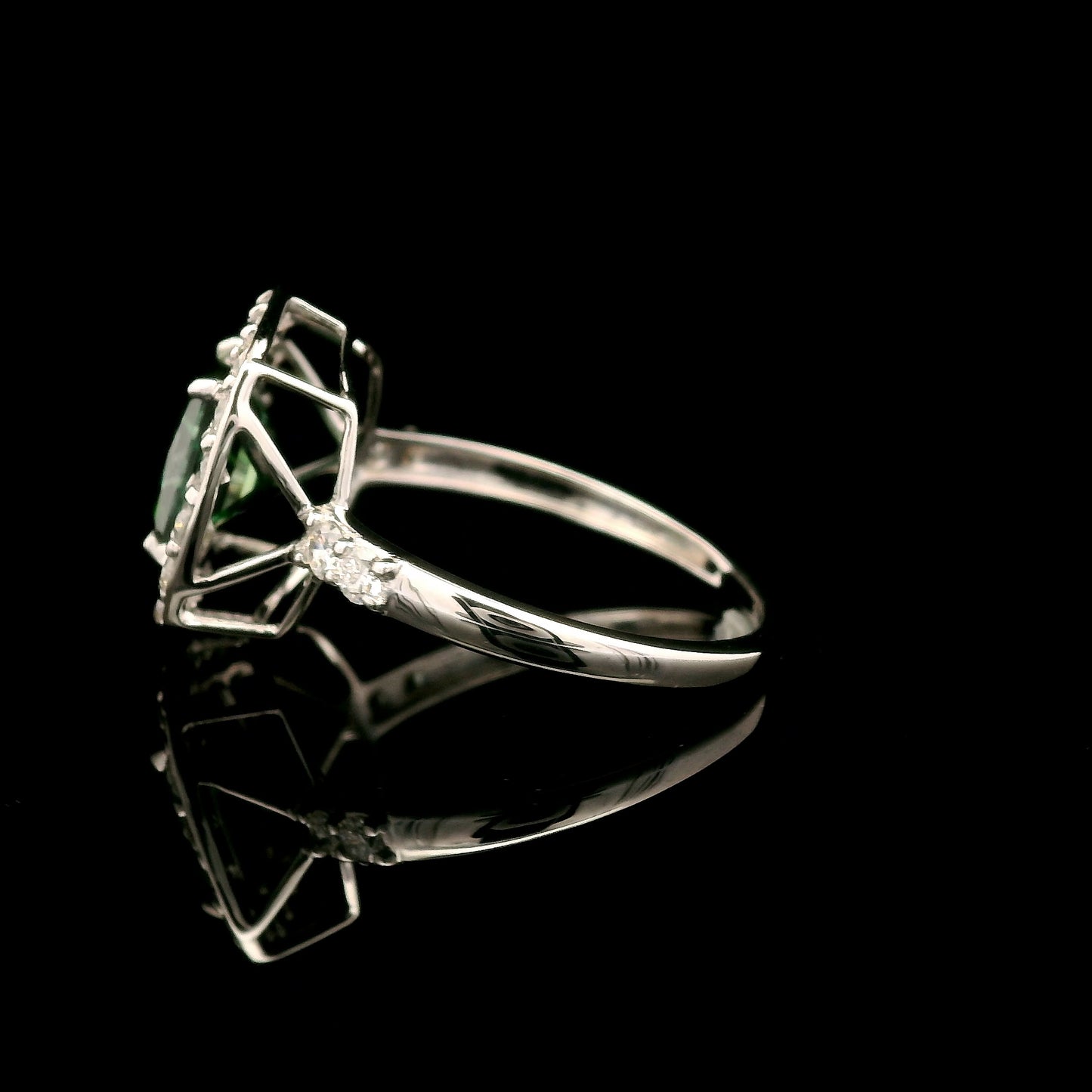 2.15 Carats Green Lab Grown Diamond 14K Gold Ring