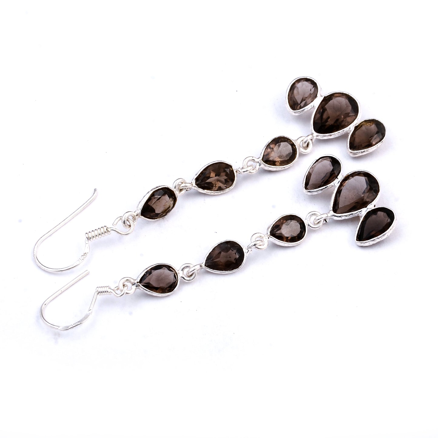 11.08 Ct Smoky Quartz 925 Sterling Silver Earrings