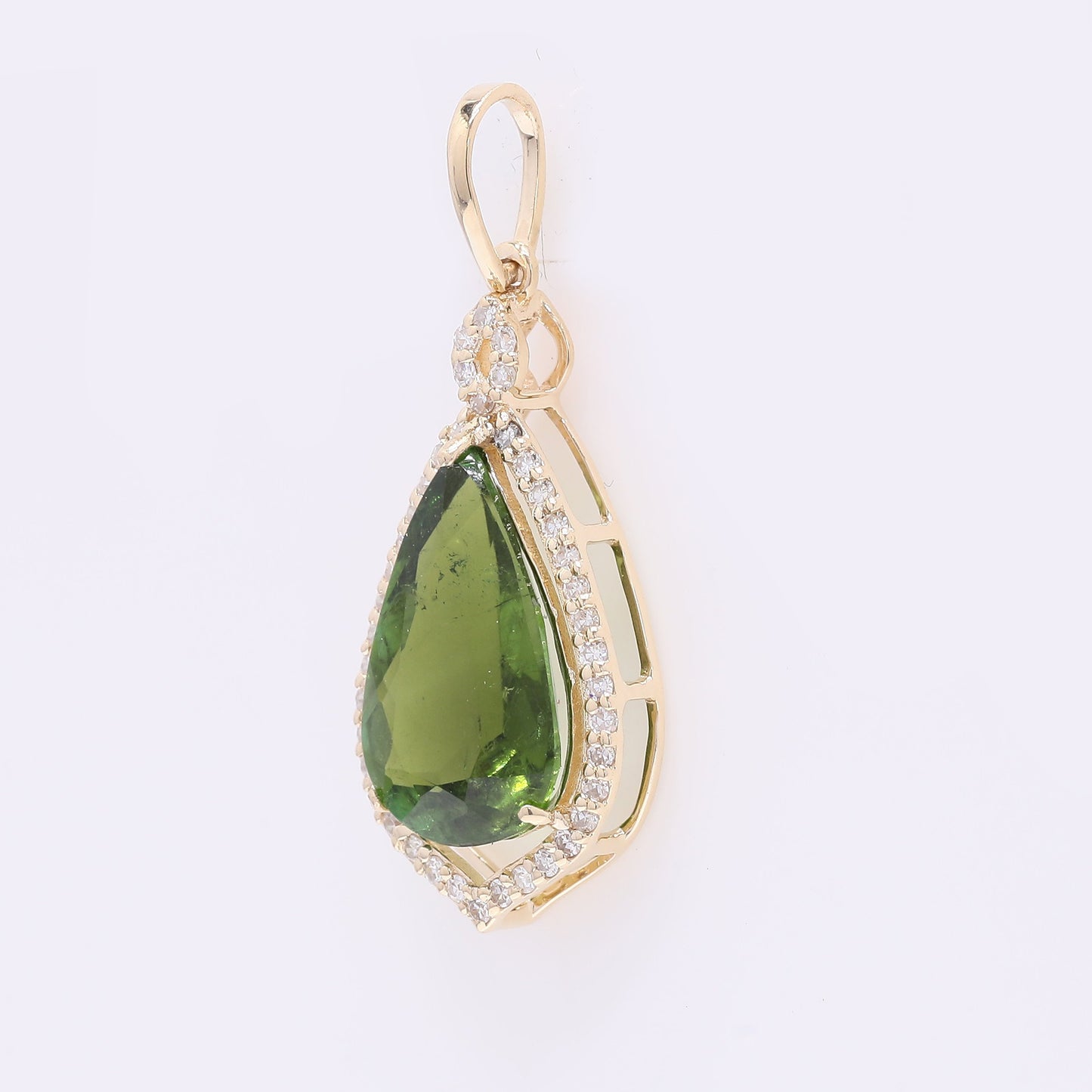 2.35 Ct Pear Mixed Cut Natural Tourmaline 14K Gold Pendant