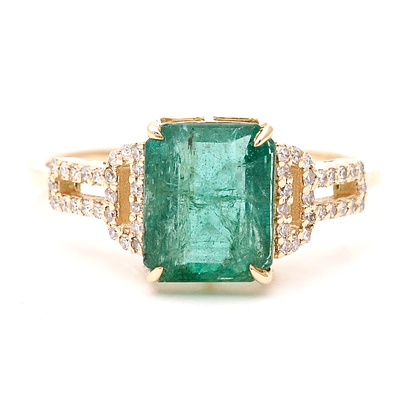 2.39 Ct Octagon Natural Emerald 14K Gold Ring