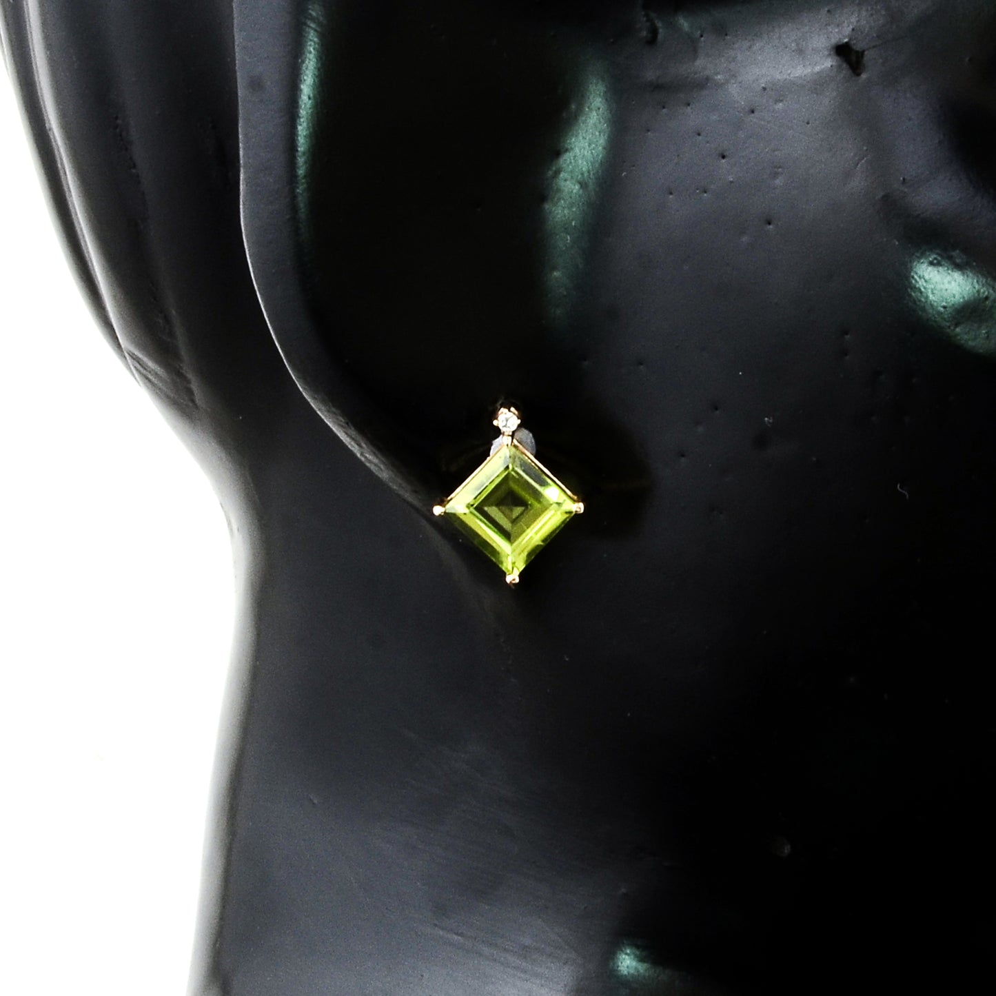 2.11 Ct Square Step Cut Natural Peridots 14K Gold Earrings