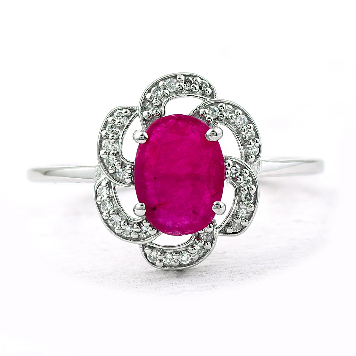 1.09 Ct Oval Mixed Cut Natural Ruby 950 Platinum Ring