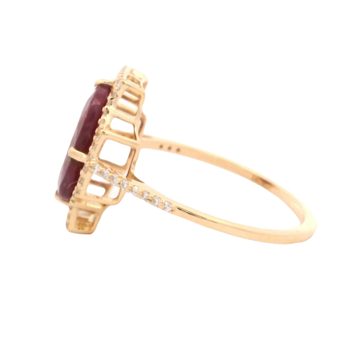3.33 Ct Oval Mixed Cut Natural Corundum Ruby 14K Gold Ring